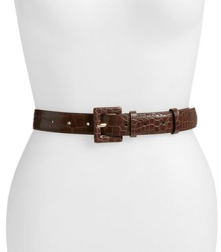 Something Navy + Croc Embossed Faux Leather Belt