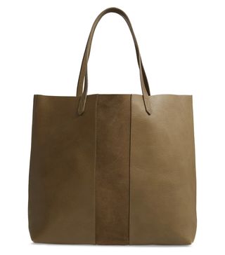 Madewell + Suede Stripe Transport Leather Tote