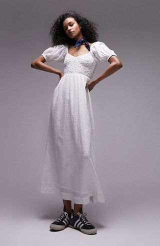 Topshop + Textured Bodice Maxi Dress