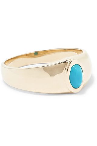 Loren Stewart + Gold Turquoise Signet Ring