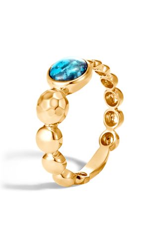 John Hardy + Dot Hammered 18k Gold & Turquoise Ring