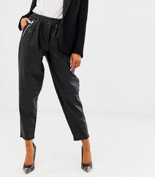 ASOS + Tapered Leather Look Trousers