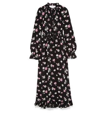Les Rêveries + Tie-Front Ruffled Floral-Print Silk-Crepe Maxi Dress