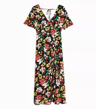 Topshop + Floral V Neck Angel Sleeve Dress