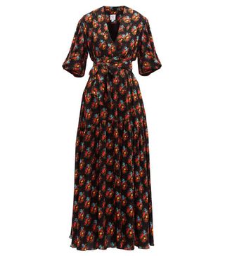 Gül Hürgel + Floral-Print Shawl-Collar Dress