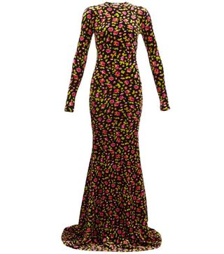 Balenciaga + Floral-Print Velvet Maxi Dress