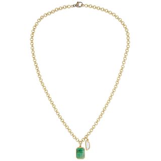 Sylva & Cie + 18-Karat Gold, Emerald and Diamond Necklace