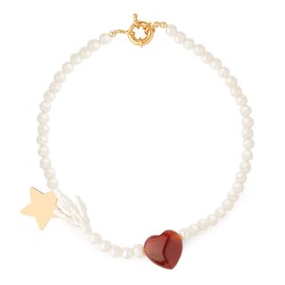 Timeless Pearly + Heart-Charm Pearl Necklace