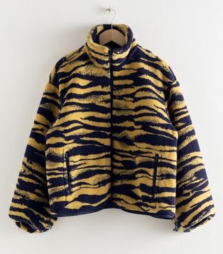 & Other Stories + Tiger Print Utility Fleece Jacket
