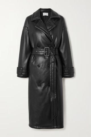Stand Studio + Emily Belted Padded Faux Leather Trench Coat