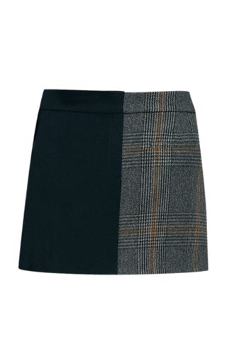Tibi + Mats Dual-Print Wool-Blend Mini Skirt
