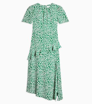 Topshop + Floral Slit Ruffle Midi Dress