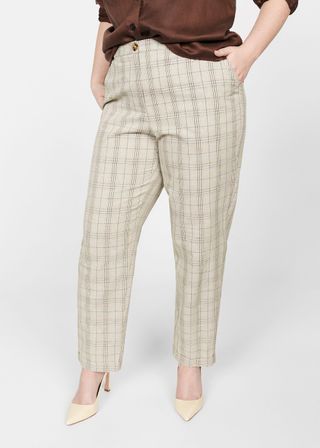 Mango + Slim-Fit Check-Print Trousers