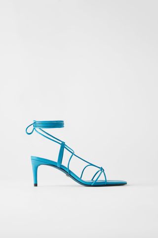 Zara + Blue Collection Metallic Leather Mid-Heel Shoes