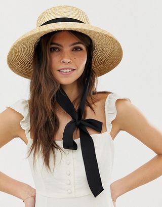 ASOS + Natural Straw Hat with Changeable Ties