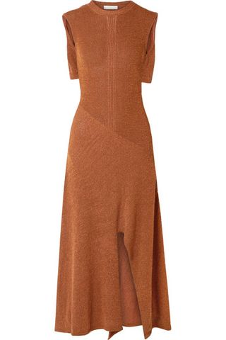 Chloé + Cape-Effect Knitted Midi Dress