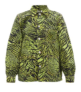 Ganni + Tiger-Print Denim Jacket
