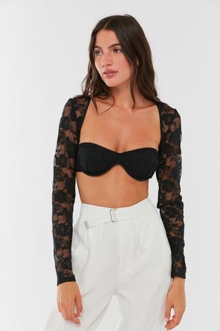Out From Under + Lace-Sleeve Underwire Bra Top
