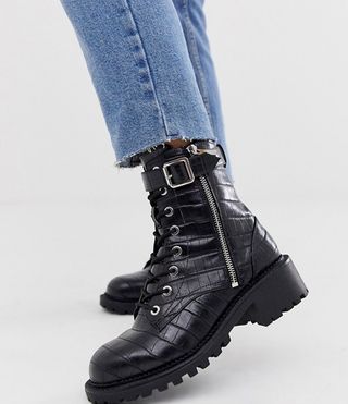 ASOS + Wide Fit Hardware Lace Up Boots