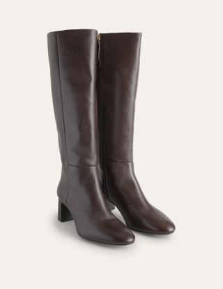 Boden + Erica Knee High Leather Boots in Chocolate