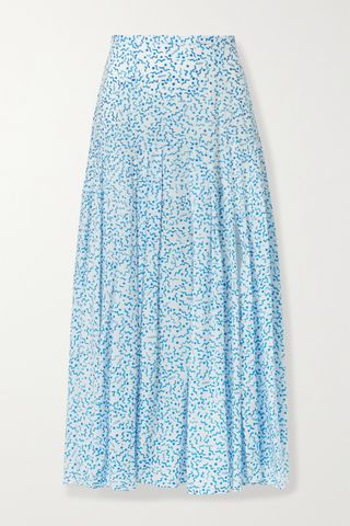 Rixo + Claire Printed Cotton and Silk-Blend Midi Skirt