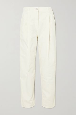 Magda Butrym + Pleated High-Rise Tapered Jeans
