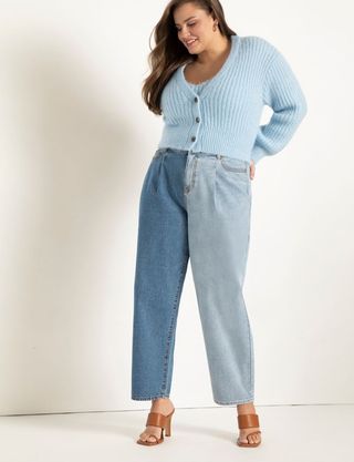 Eloquii + Colorblocked Pleat Front Relaxed Jeans