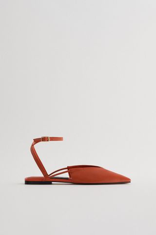 Zara + Flat Slingback Leather Shoes