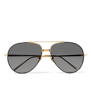Linda Farrow + Aviator-Style Gold-Tone and Acetate Sunglasses