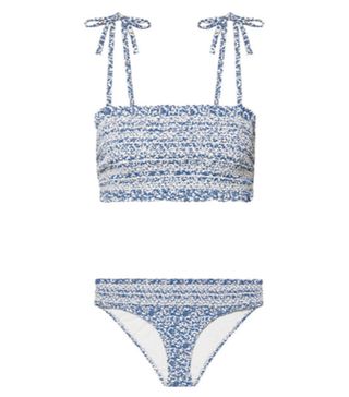 Tory Burch + Costa Smocked Floral-Print Bikini