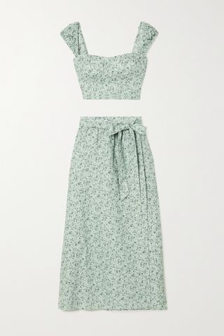 Reformation + Clyde Floral-Print Linen Top and Skirt Set
