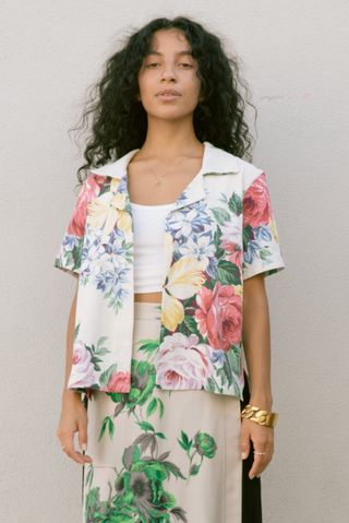 Jess Meany + Barkcloth Blooms Laguna Lounge Shirt