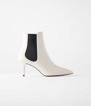 Zara + Mid-Height Heeled Ankle Boots With Stretchy Panels