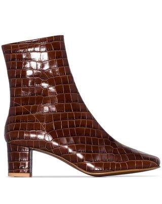 By Far + Sofia 63 Crocodile-Effect Ankle Boots