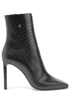 Jimmy Choo + Minori 100 Embellished Croc-Effect Leather Ankle Boots