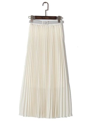 Oseing + Belted A-Line Chiffon Maxi Skirt