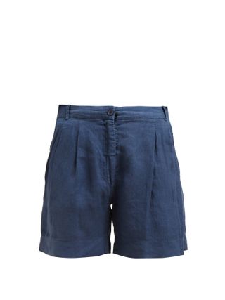Asceno + Pleated Linen-Poplin Shorts