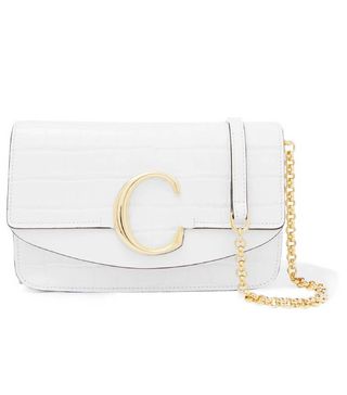 Chloé + C Mini Leather-Trimmed Croc-Effect Shoulder Bag