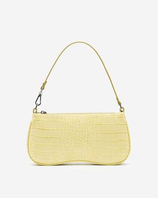 JW Pei + Eva Shoulder Bag in Light Yellow Croc