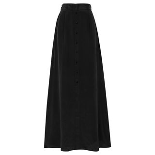 L'Agence + Bendetta Belted Silk Crepe de Chine Maxi Skirt