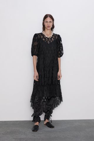 Zara + Asymmetrical Lace Dress
