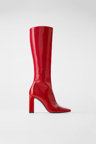 Zara + Patent Leather Heeled Boots