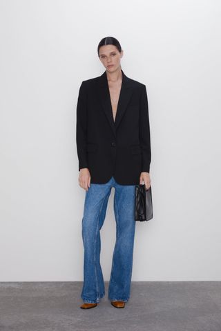 Zara + Buttoned Oversized Blazer