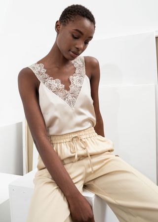& Other Stories + Satin Lace Slip Tank Top
