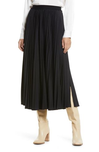 Halogen® + Pleated Faux Leather Maxi Skirt