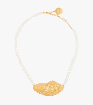By Alona + Gold Tone Large Shell Pearl Necklace