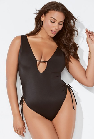 Ashley Graham + x Swimsuits for fall A-List Plunge One-Piece