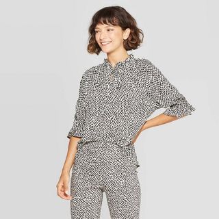 Who What Wear x Target + Elbow Sleeve V-Neck Popover Blouse