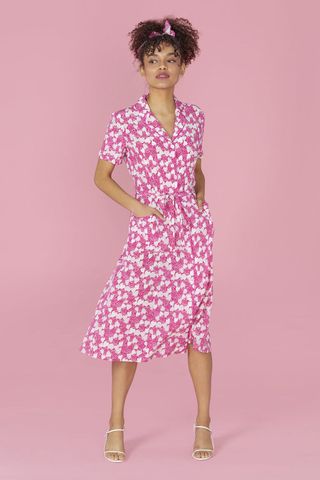 HVN + Hot Pink Strawberry Maria Pajama Dress