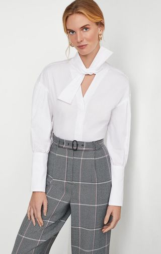 BCBGMaxAzria + Oversized Bow Cotton Shirt